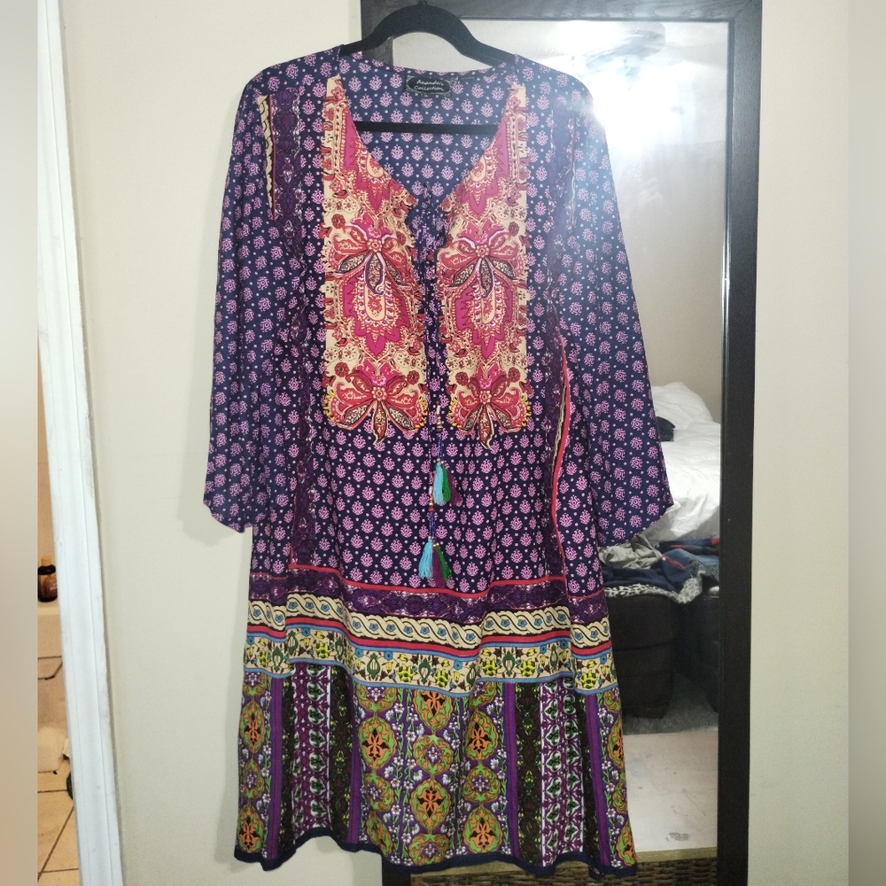 Anandas Collection Boho Tunic Multicolor Dress Si… - image 2